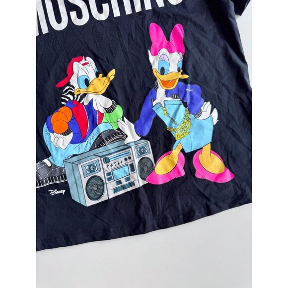 H&M x MOSCHINO x Disney Black Cotton Donald & Daisy Duck T-Shirt, Size S - Picture 6 of 11